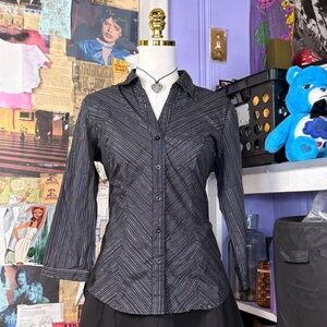 Y2K Black Pinstripe Button-Up Shirt